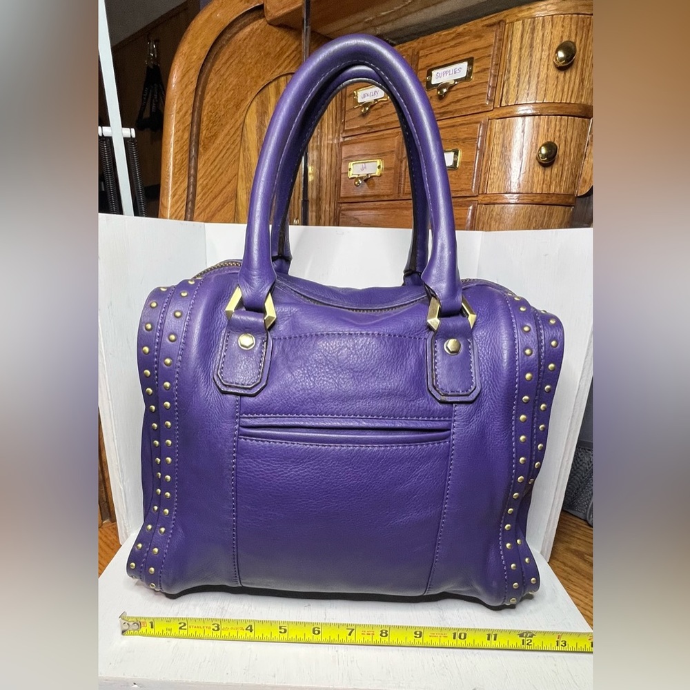orYANY A239450 Purple Leather Satchel with Stud Detailing - Picture 3 of 9